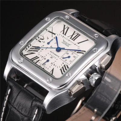 Reloj Hombre Montre Automatique Classique Rétro Jaragar Cuir Fecha Hombre Foto 1 de 4