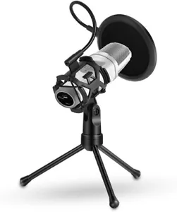 Foldable Microphone Tripod Stand Desktop Mic Holder Shock Mount Pop Filter - Picture 1 of 9