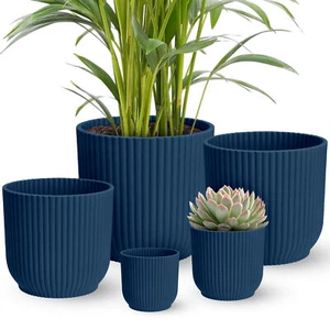 Elho Vibes Fold Round Pot Indoor Plant Pots for House Plants in Deep Blue - Picture 1 of 59