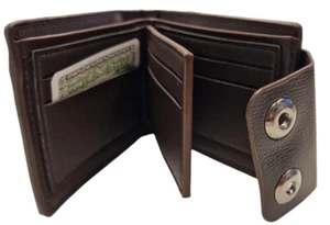 Mens RFID Wallet Soft Leather Brown with Two Magnetic Tabs Closure RFID Blocker - Picture 1 of 6