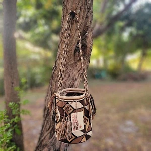MUCHOS COLORES Colombiano 🇨🇴 Hecho a Mano Grande Tribu Wayuu Mochila Bucket Bolso Boho - Imagen 1 de 12