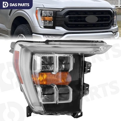 For 2021-2023 Ford F150 LED Headlight Chrome Bezel w/o AFS Right Passenger Side - Image 1 of 4