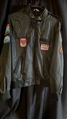 Vintage 1980s Members Only Jacket Size 40  Black – Custom BSA Scout Patch Jacket - Image 1 of 4