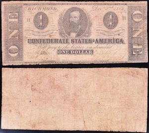 T-55 1862 $1 Confederate CSA Note! FREE SHIPPING! 39144 - Picture 1 of 3