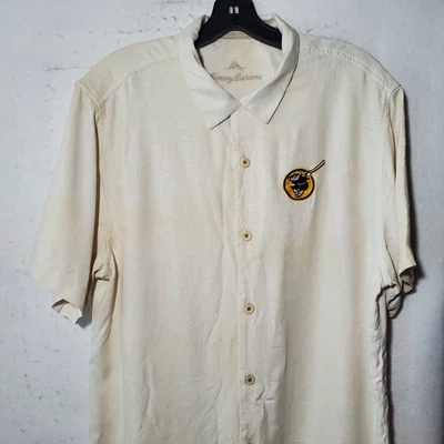 Camisa Tommy Bahama Para Hombres Grande Seda Padres Swinging Fraile Béisbol Abotonada Foto 1 de 4