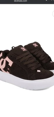 Women's Court Graffik Platform Shoes Brown Pink Logo Lace Up Size 9.5 - Image 1 of 4