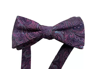 NWT Countess Mara Mens Purple Paisley Bow Tie Adjustable Tied Bowtie - Picture 1 of 4