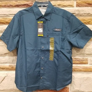 Mens Eddie Bauer Short Sleeve Shirt Tech Woven Size Med Majolica Blue (Teal) NEW - Picture 1 of 7