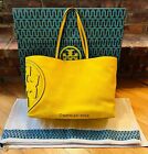 Tory Burch Pebbled Leather All T East West Tote In Lemon Yellow