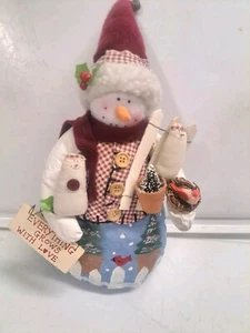 Gardening Snowman Bean Bag Fabric Everything Grows With Love - Picture 1 of 6