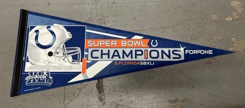 NFL Indianapolis Colts XLI Super Bowl 41 Champions 2006 Pennant Eli Manning Cover
