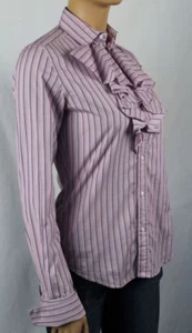 Ralph Lauren Pink Purple Stripe Ruffle Shirt Blouse NWT - Picture 1 of 1