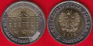 Poland 5 zlotych 2020 "Branicki Palace in Bialystok" BiMetallic UNC - Picture 1 of 1