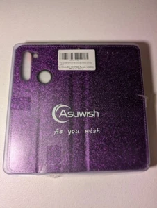 Asuwish Purple Glitter Phone Case for Motorola Moto G8 Durable Protective Cover - Picture 1 of 2