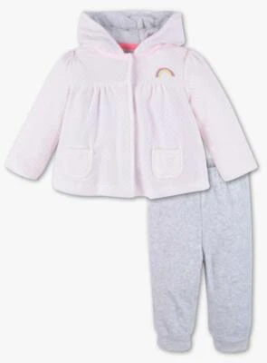 Baby Mädchen Outfit Set 2 teilig Kapuzenjacke & Hose Ausfahrgarnitur NEU - Bild 1 von 4