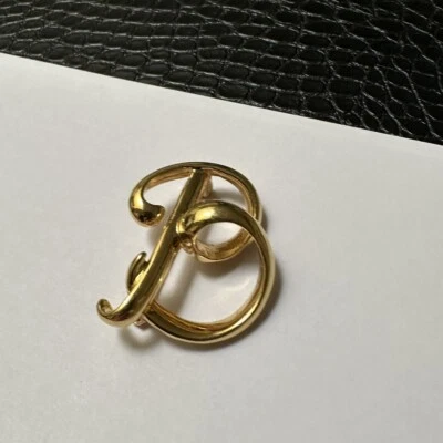 Broche prendedor Anne Klein firmado AK letra tono dorado/inicial B Foto 1 de 4