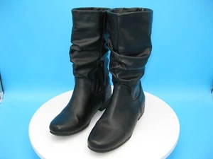 East 5th Jarrett Slouch Block Heel Pull On Boots Women's 7 M Faux Leather Black - Picture 1 of 14