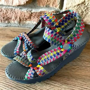 Bernie Mev women’s multicolor stretch wedge sandal casual summer size 7.5 - Picture 1 of 6