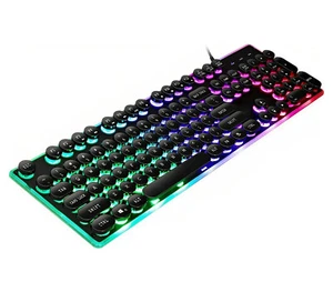 Tastiera PC gaming RGB retroilluminata tasti rotondi usb layout internazionale - Foto 1 di 5