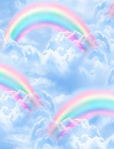 3 Yards Cotton Fabric - Timeless Treasures Rainbow Sherbet Cloudy Sky - Picture 1 of 1