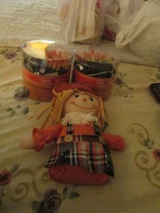 2 SETS OF 50 CANDY CORN LIGHTS AND ONE STUFFED SCARECROW - Picture 1 of 3