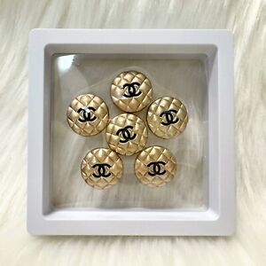 Chanel Buttons Gold Tone Metal 20mm - Set of 6