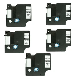 5 cassetes de etiqueta negra sobre blanca para Dymo LabelManager 220P 260P 280 300 A40913 - Imagen 1 de 1