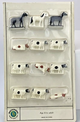 Bachmann 42201 HO Scale Prepainted Figures Animal Set Cows & Horses 12 Pieces - Image 1 of 3