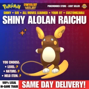 ✨SHINY ALOLAN-RAICHU ⭐️ 6IV & You Customize It ✨ Pokemon Scarlet And Violet - Picture 1 of 5