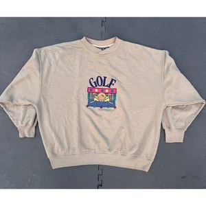 Vintage Trader Bay Golf Embroidered Beige Crewneck Sweatshirt - 2XL Y2K 90s - Picture 1 of 7