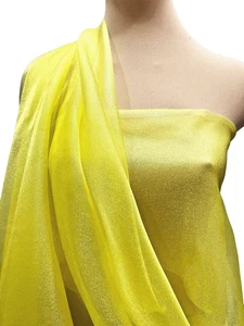 SPARKLE ORGANZA FABRIC  FLUORECENT YELLOW   BY THE YARD .PAGEANT..GOWNS..DECOR.. - Picture 1 of 10