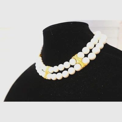 Gargantilla Collar Napier Vintage Dos Hilos Oro Blanco Años 80 Foto 1 de 4