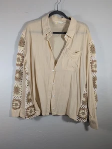 Ocean Drive Clothing Co Creme Häkel Langarm Bluse Large Oversized Boho - Bild 1 von 8
