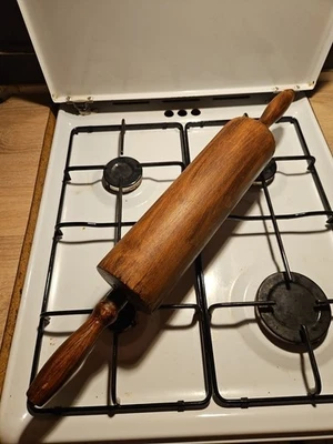 Nudelholz Vintage Antik Teigholz Brett Wanddeko Teigrolle Küche Backen - Bild 1 von 4