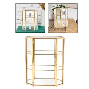 3-Tier Jewelry Trinket Glass Gold Box Keepsake Decorative Box Holder - Picture 1 of 7
