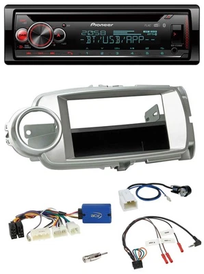 Pioneer Lenkrad DAB CD Bluetooth USB Autoradio für Toyota Yaris 2011-2014 silber - Bild 1 von 4