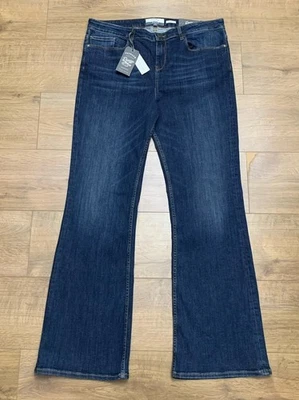 New Ladies Denim Indigo Blue Distressed Bootcut Jeans Size 16R W34 L32  Fat Face - Image 1 of 4