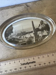 Vintage Glass Paperweight souvenir scene of Cowes Phillip Island Victoria c1930 - Bild 1 von 5