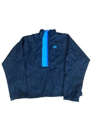 Vintage 90s Nike Jacket Mens Small Black Blue 1/2 Zip Windbreaker Lightweight - Image 1 of 4