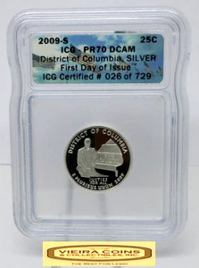 2009-S Silver Proof Quarter U.S. District of Columbia, ICG PR70 DCAM FDI #B50501 - Picture 1 of 2