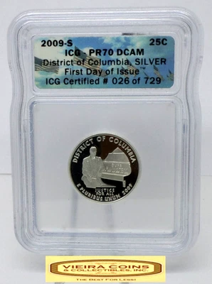 2009-S Silver Proof Quarter U.S. District of Columbia, ICG PR70 DCAM FDI #B50501 - Image 1 of 2