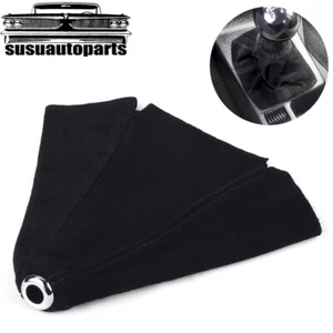 New Black Stitch Suede Leather Shifter Shift Gear Knob Boot Cover JDM Universal - Picture 1 of 8
