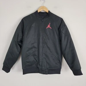 Air Jordan Bomber Jacket Boys Kids XL Black Polyester Logo Full Zip Long Sleeve - Picture 1 of 15