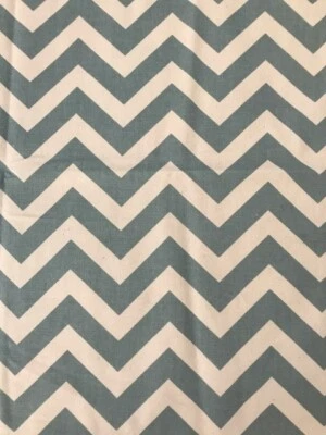 Zigzag Chevron Blue and Natural Cotton Woven Fabric Piece 32"W x 14"L - Image 1 of 3