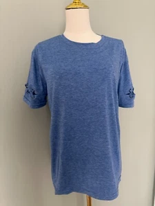Sweat & Milk Blue Heather Short Sleeve Nursing Casual T-Shirt Side Zips S/M NWT - Picture 1 of 8