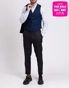RRP €195 HACKETT Wool Waistcoat Size 42R / 52R / L Single Breasted Cinch Back - Imagen 1 de 9