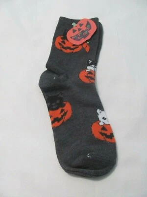 NUEVO CON ETIQUETAS TALLA 9-11 (TALLA CALCETÍN) CALCETINES MUJER ~~ GATOS Y CALABAZAS Foto 1 de 3