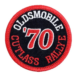 1970 Oldsmobile Cutlass Rallye Embroidered Patch Black/Red Iron-On Sew-On Jacket - Picture 1 of 2
