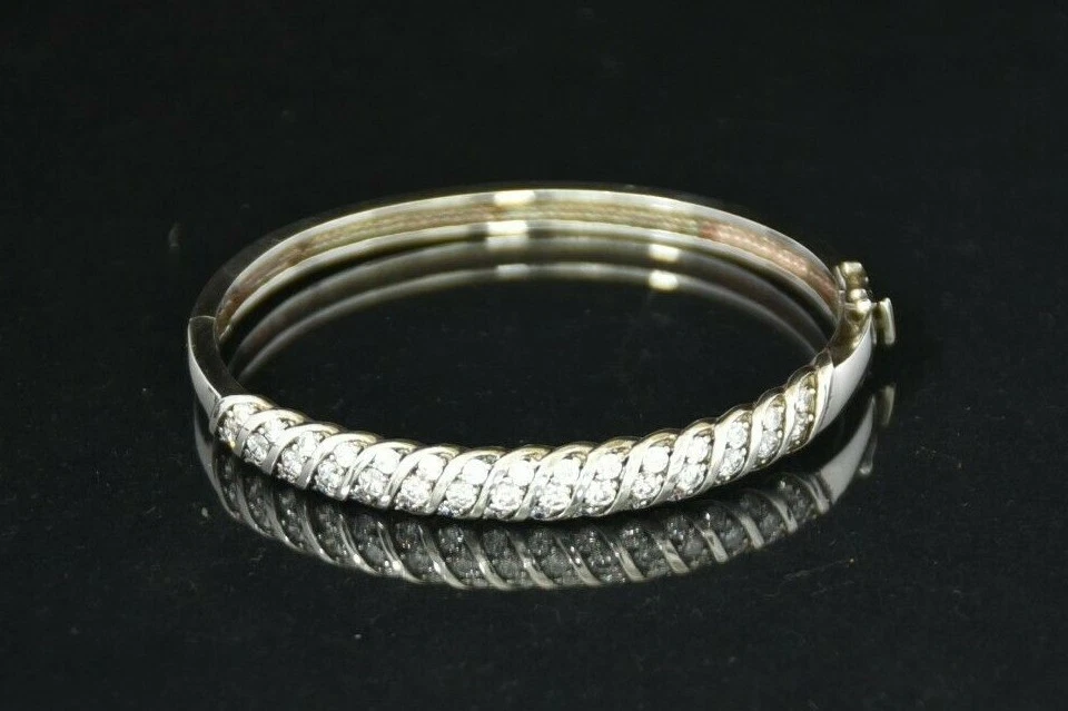 EXQUISITE HANDMADE STERLING SILVER CUFF BRACELET 7.25" - ZIRCINI  — 第 1/3 张图片