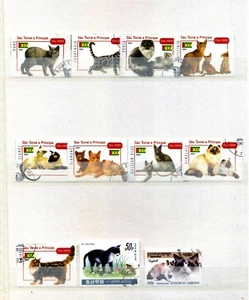LOTTO SERIE COLLEZIONE RACCOLTA VARIETA' FRANCOBOLLI STAMPS GATTI CATS CHATS - Picture 1 of 1